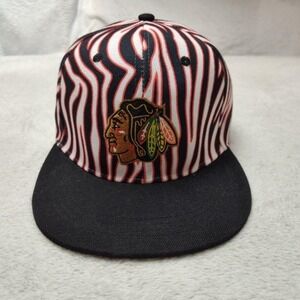 Chicago Blackhawks Zubaz 90s Style Hat Cap Snap Back Mens Red Hockey Bud Light